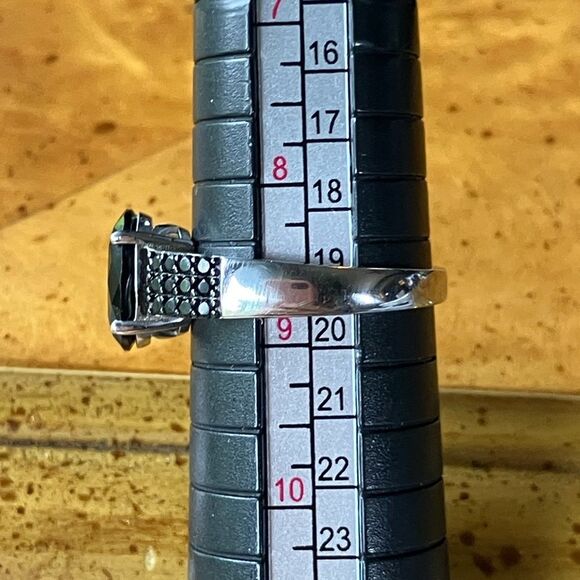 Natural Black Spinel Sterling Silver Ring Set Size 8.75 - Picture 8 of 10